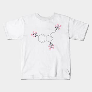 Pink - serotonin molecule chemistry organic florals Kids T-Shirt